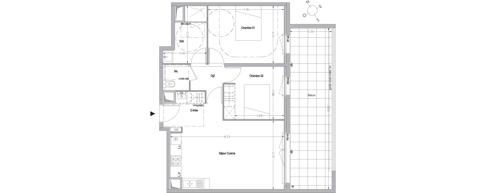 Appartement T3 de 60,20 m2 &agrave; La Rochelle Beauregard