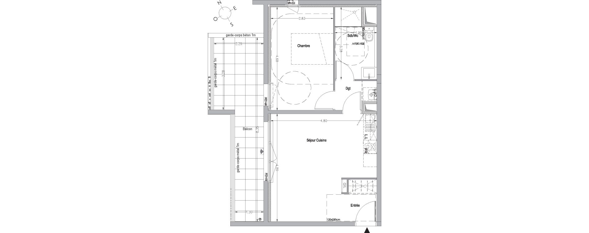 Appartement T2 de 44,30 m2 &agrave; La Rochelle Beauregard