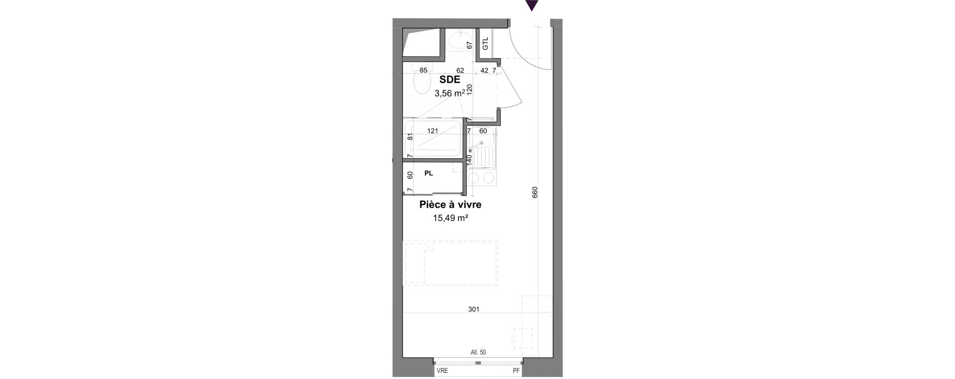 Appartement T1 meubl&eacute; de 19,05 m2 &agrave; La Rochelle Tasdon