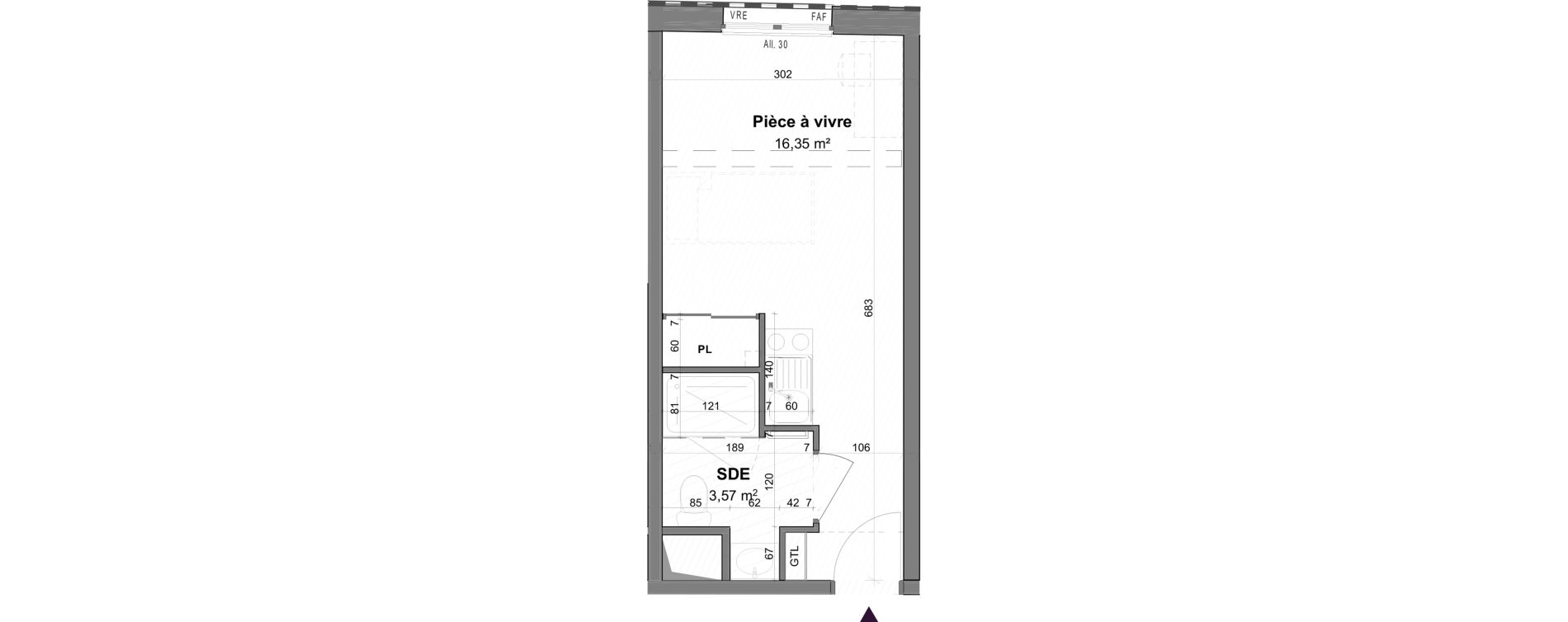 Appartement T1 meubl&eacute; de 19,93 m2 &agrave; La Rochelle Tasdon