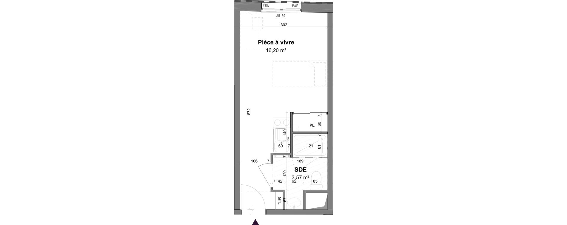 Appartement T1 meubl&eacute; de 19,77 m2 &agrave; La Rochelle Tasdon