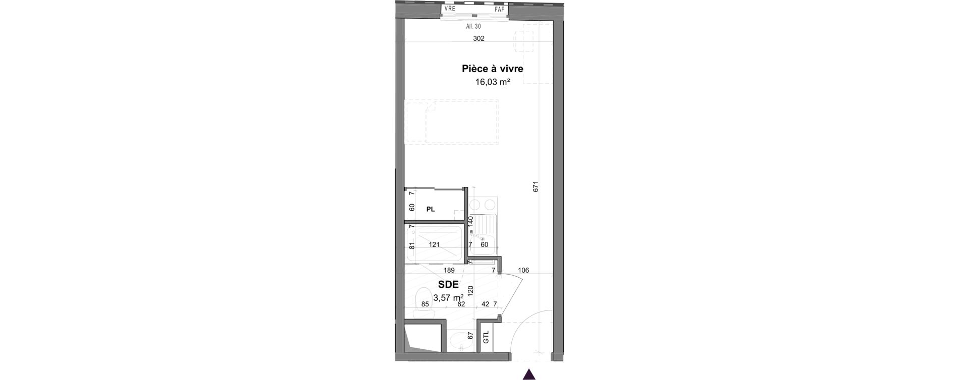 Appartement T1 meubl&eacute; de 19,60 m2 &agrave; La Rochelle Tasdon