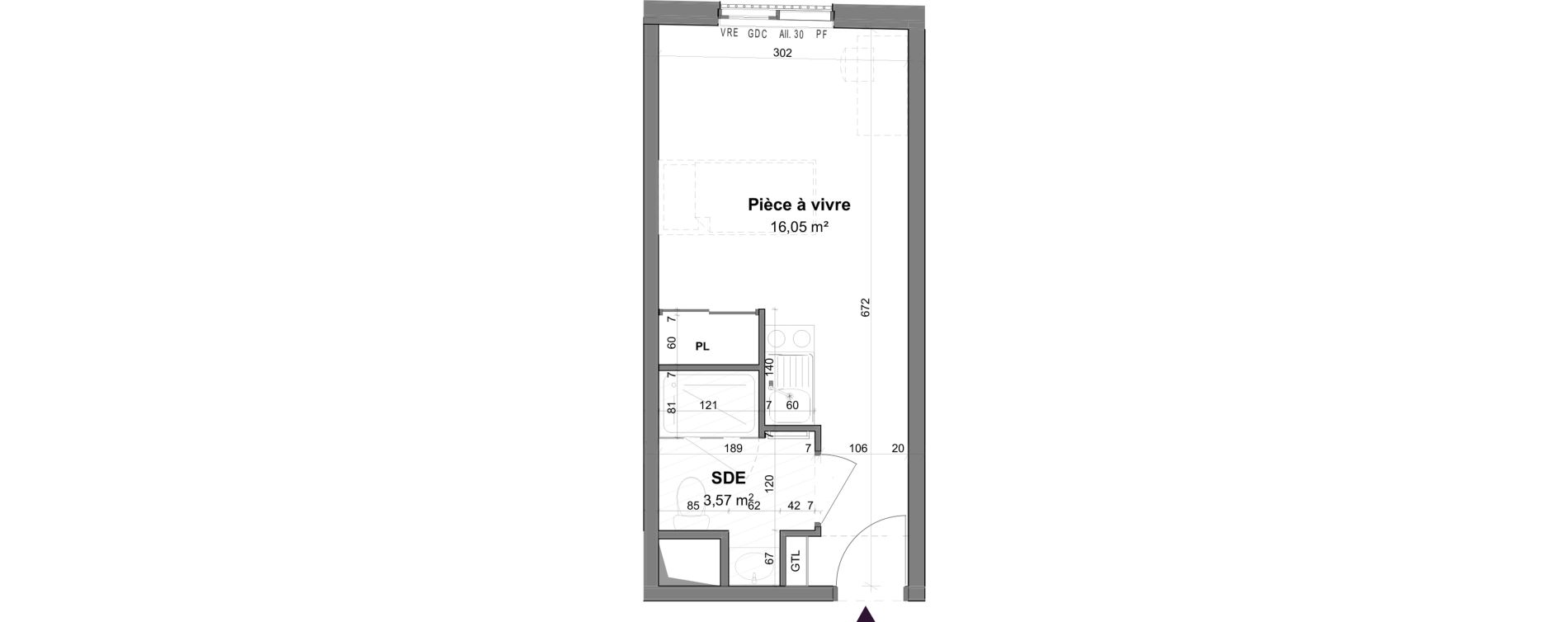 Appartement T1 meubl&eacute; de 19,62 m2 &agrave; La Rochelle Tasdon