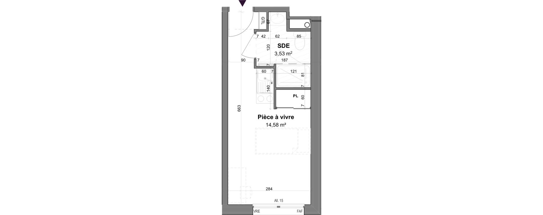 Appartement T1 meubl&eacute; de 18,11 m2 &agrave; La Rochelle Tasdon