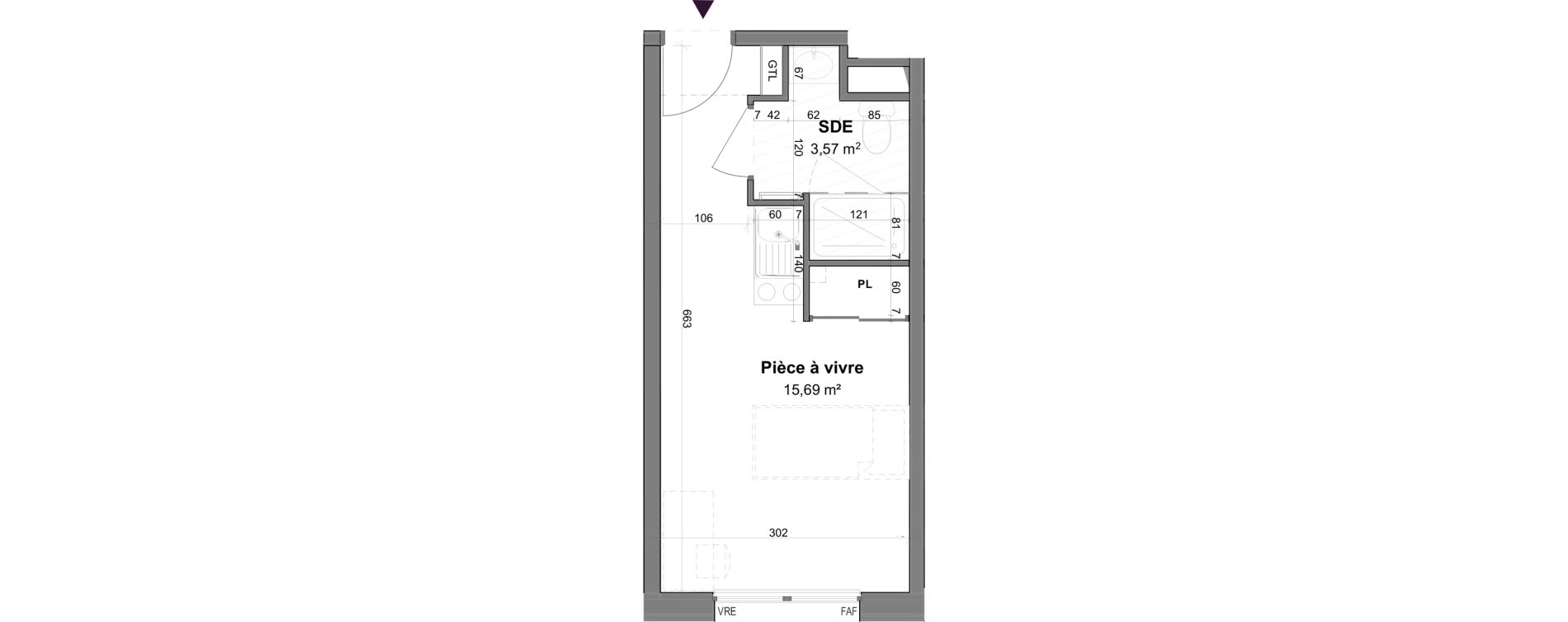 Appartement T1 meubl&eacute; de 19,26 m2 &agrave; La Rochelle Tasdon