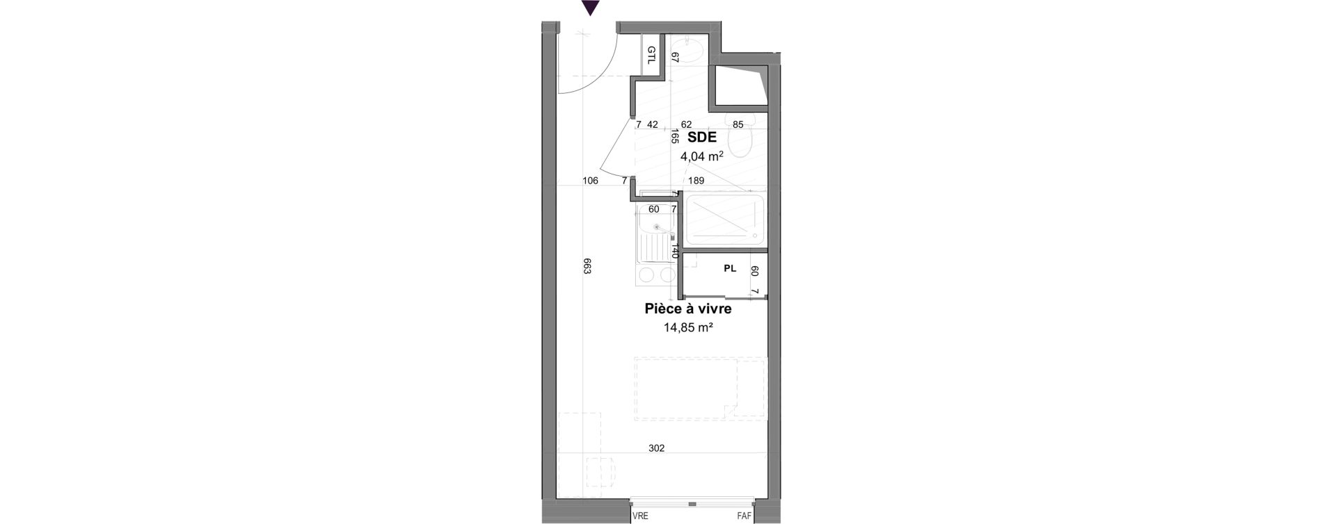 Appartement T1 meubl&eacute; de 18,89 m2 &agrave; La Rochelle Tasdon