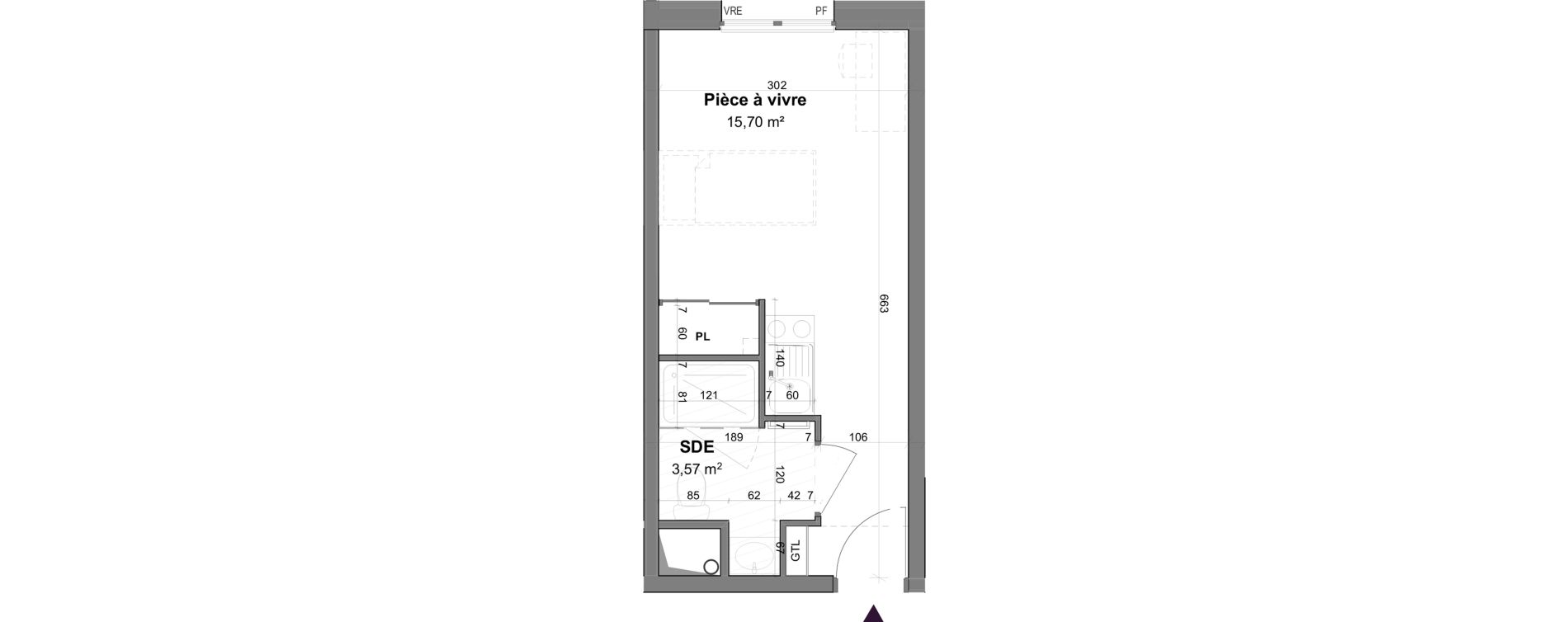 Appartement T1 meubl&eacute; de 19,27 m2 &agrave; La Rochelle Tasdon