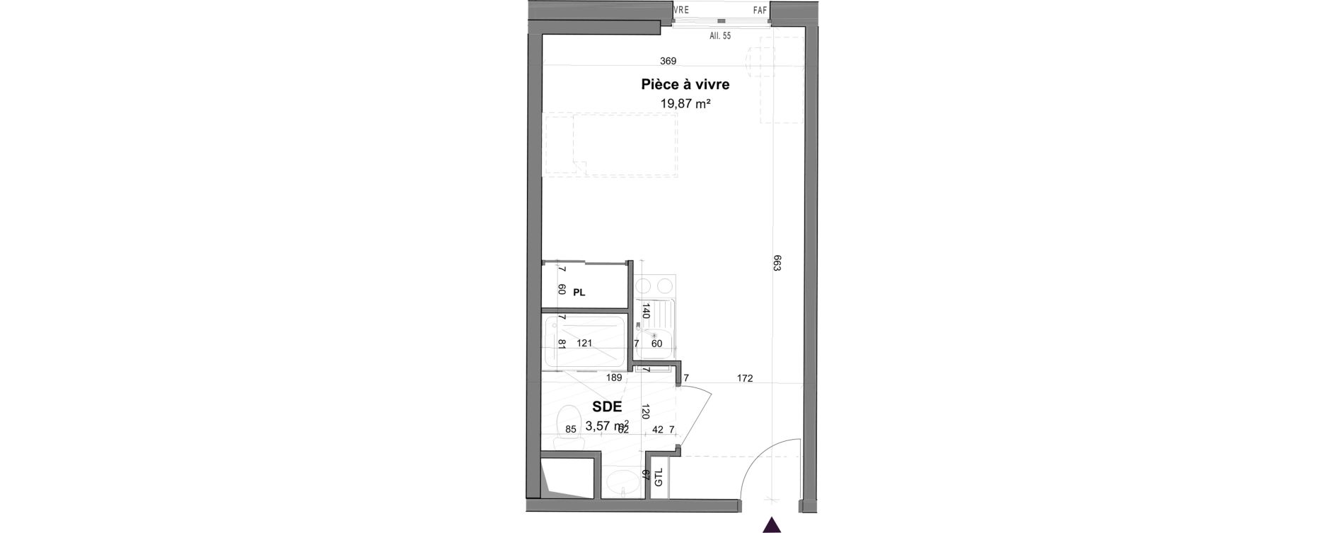 Appartement T1 meubl&eacute; de 23,44 m2 &agrave; La Rochelle Tasdon