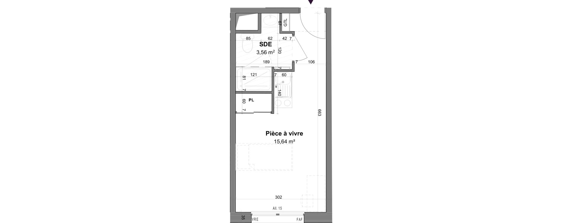 Appartement T1 meubl&eacute; de 19,20 m2 &agrave; La Rochelle Tasdon