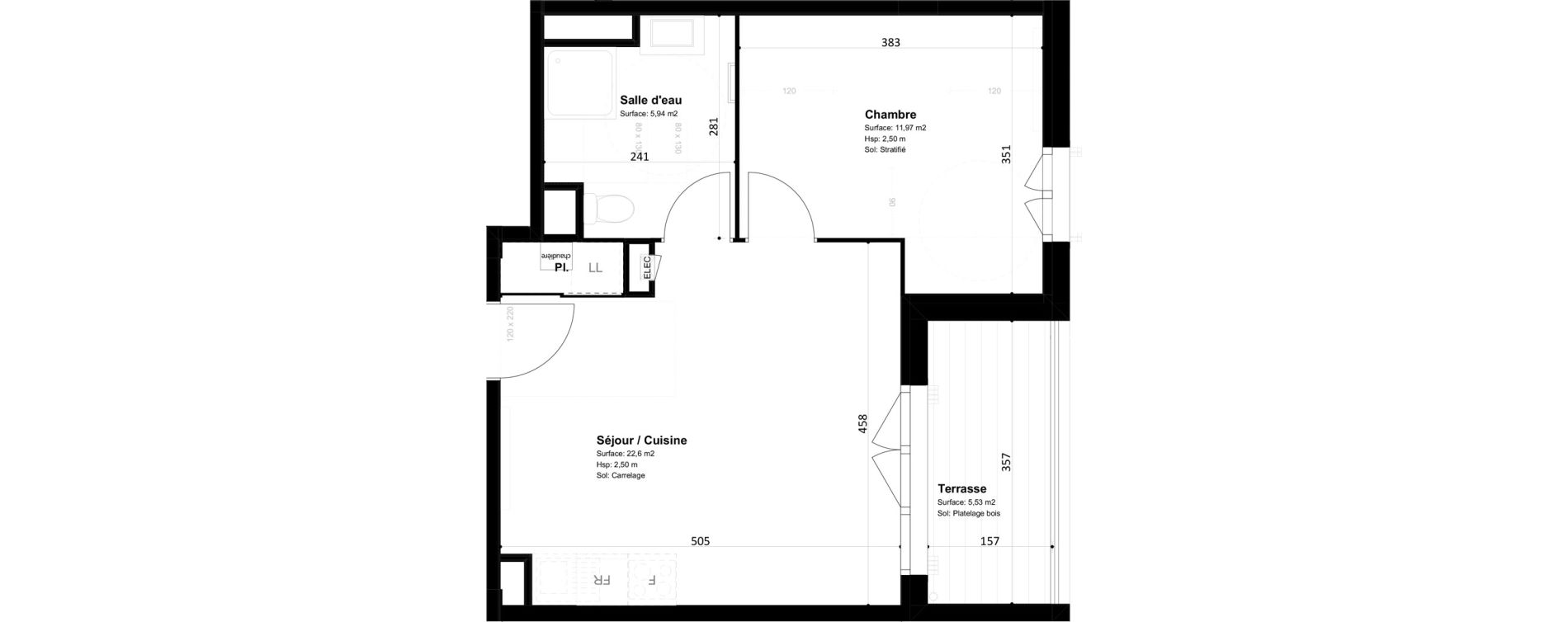 Appartement T2 de 40,51 m2 &agrave; La Rochelle Tasdon