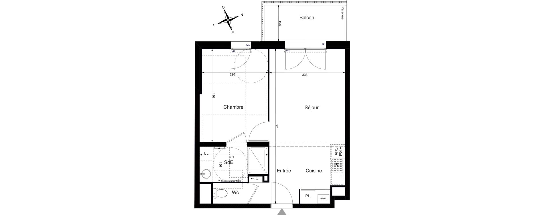 Appartement T2 de 41,00 m2 &agrave; La Rochelle Cognehors