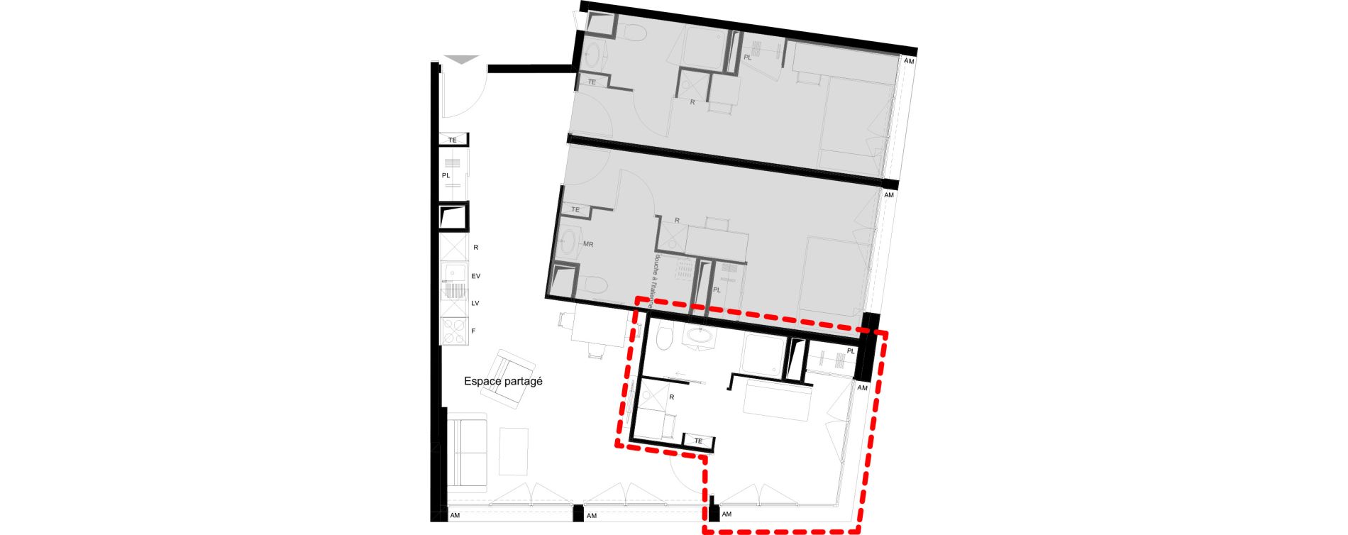 Appartement T1 meubl&eacute; de 13,41 m2 &agrave; La Rochelle Minimes - campus