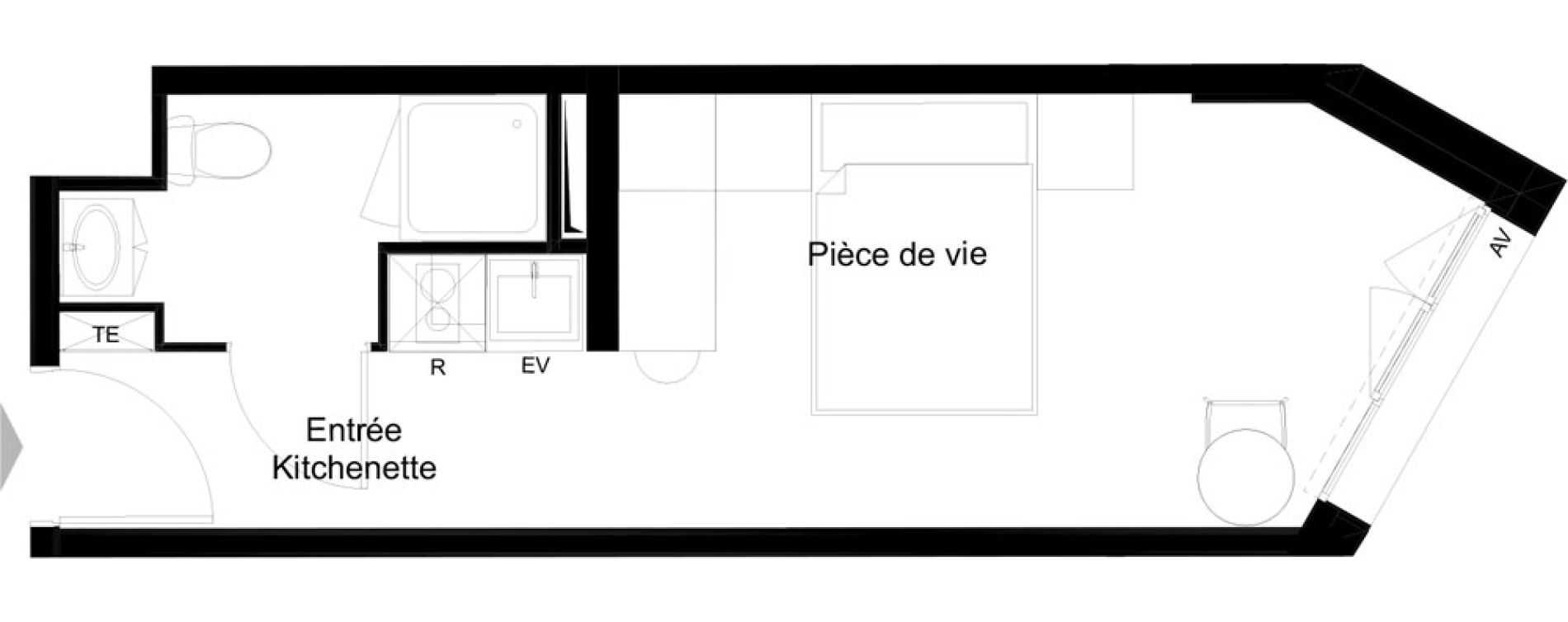 Appartement T1 meubl&eacute; de 21,00 m2 &agrave; La Rochelle Minimes - campus