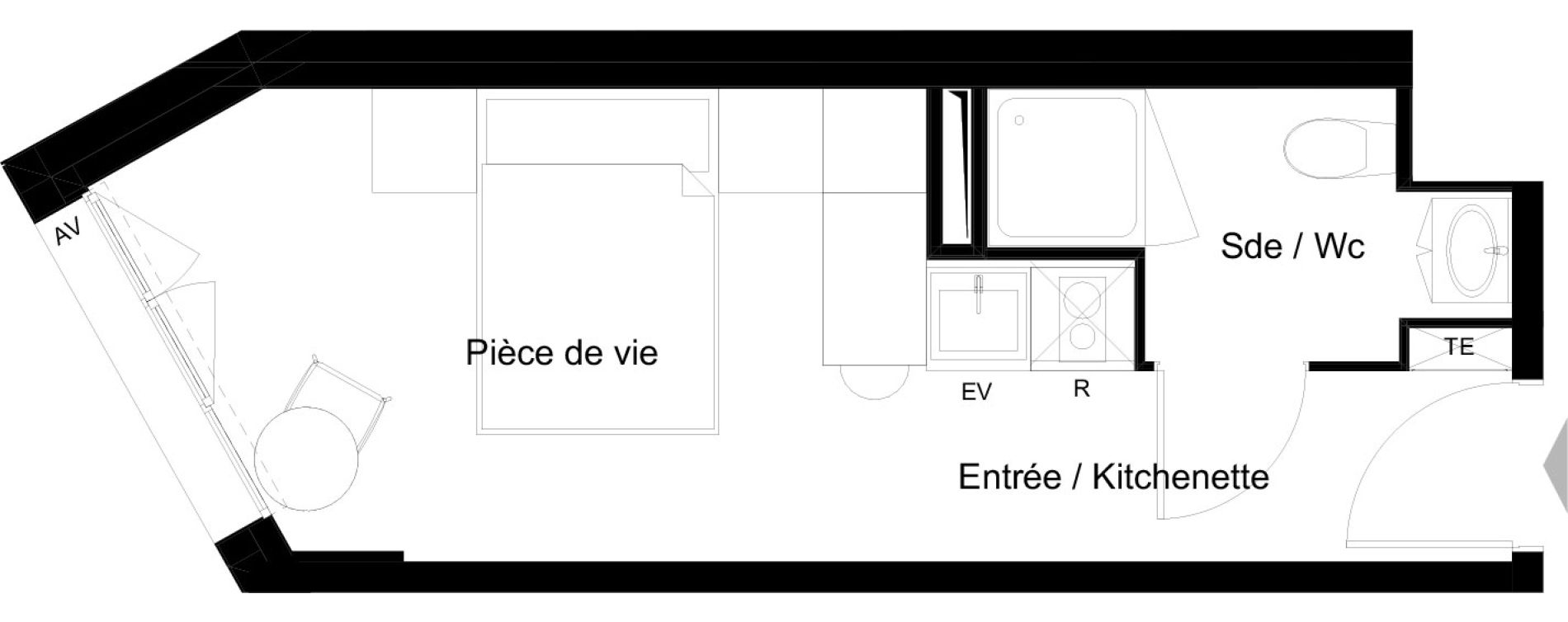 Appartement T1 meubl&eacute; de 19,75 m2 &agrave; La Rochelle Minimes - campus