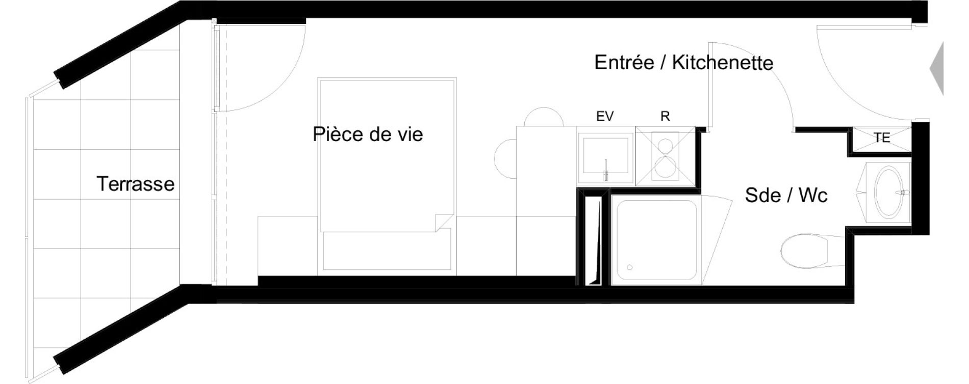 Appartement T1 meubl&eacute; de 17,75 m2 &agrave; La Rochelle Minimes - campus