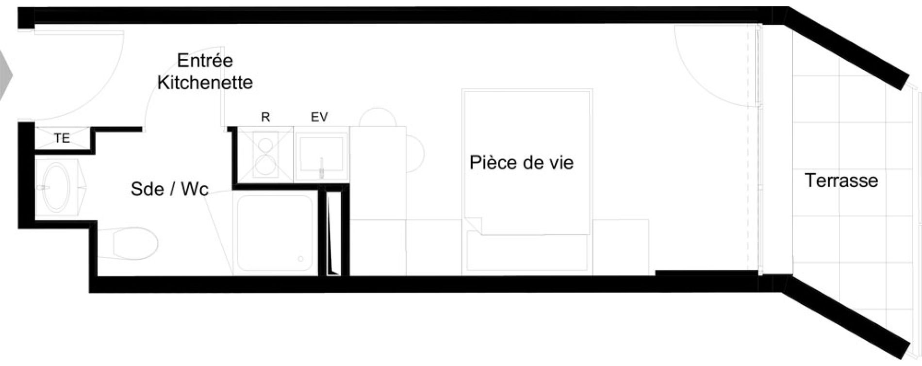 Studio meubl&eacute; de 19,72 m2 &agrave; La Rochelle Minimes - campus