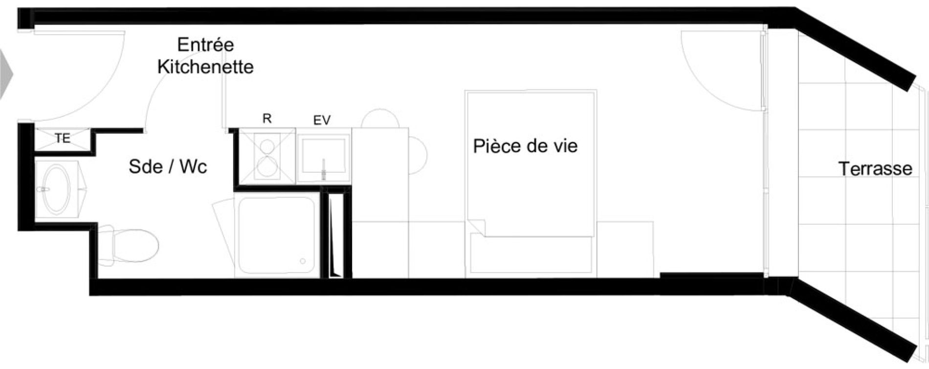Appartement T1 meubl&eacute; de 19,72 m2 &agrave; La Rochelle Minimes - campus