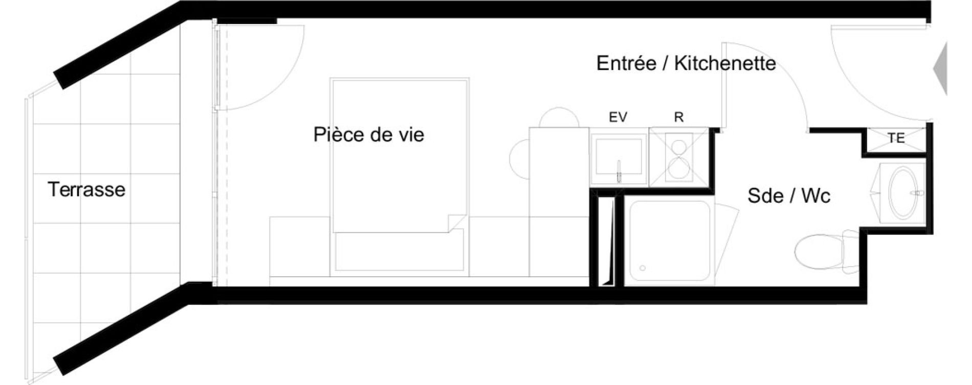 Appartement T1 meubl&eacute; de 18,05 m2 &agrave; La Rochelle Minimes - campus