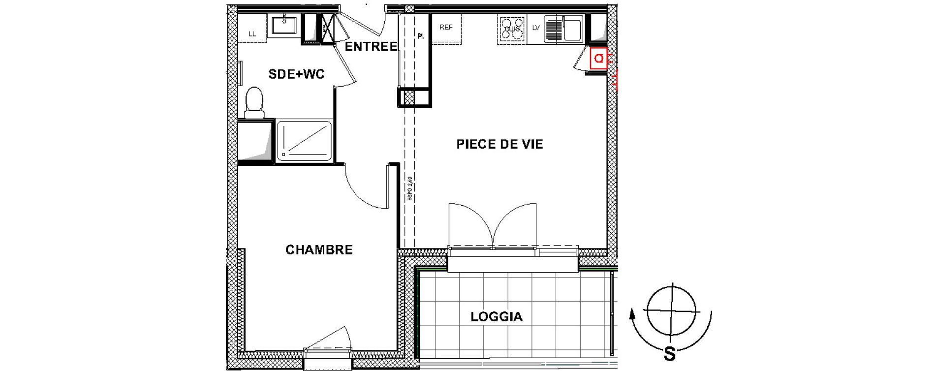 Appartement T2 de 41,57 m2 &agrave; La Rochelle La pallice