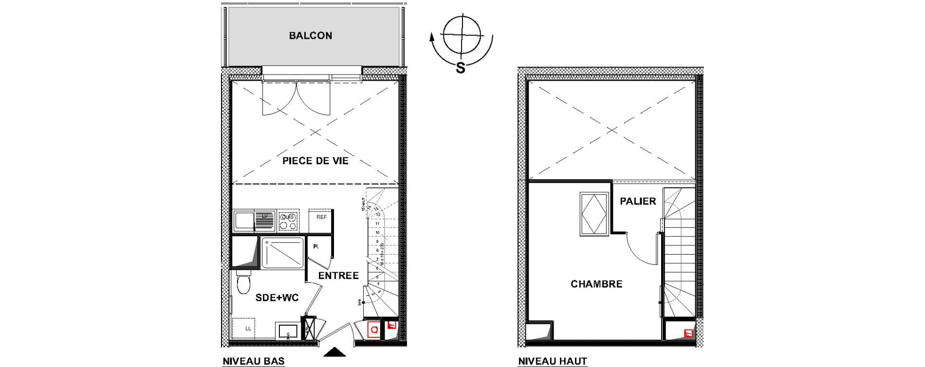 Duplex T2 de 42,69 m2 &agrave; La Rochelle La pallice