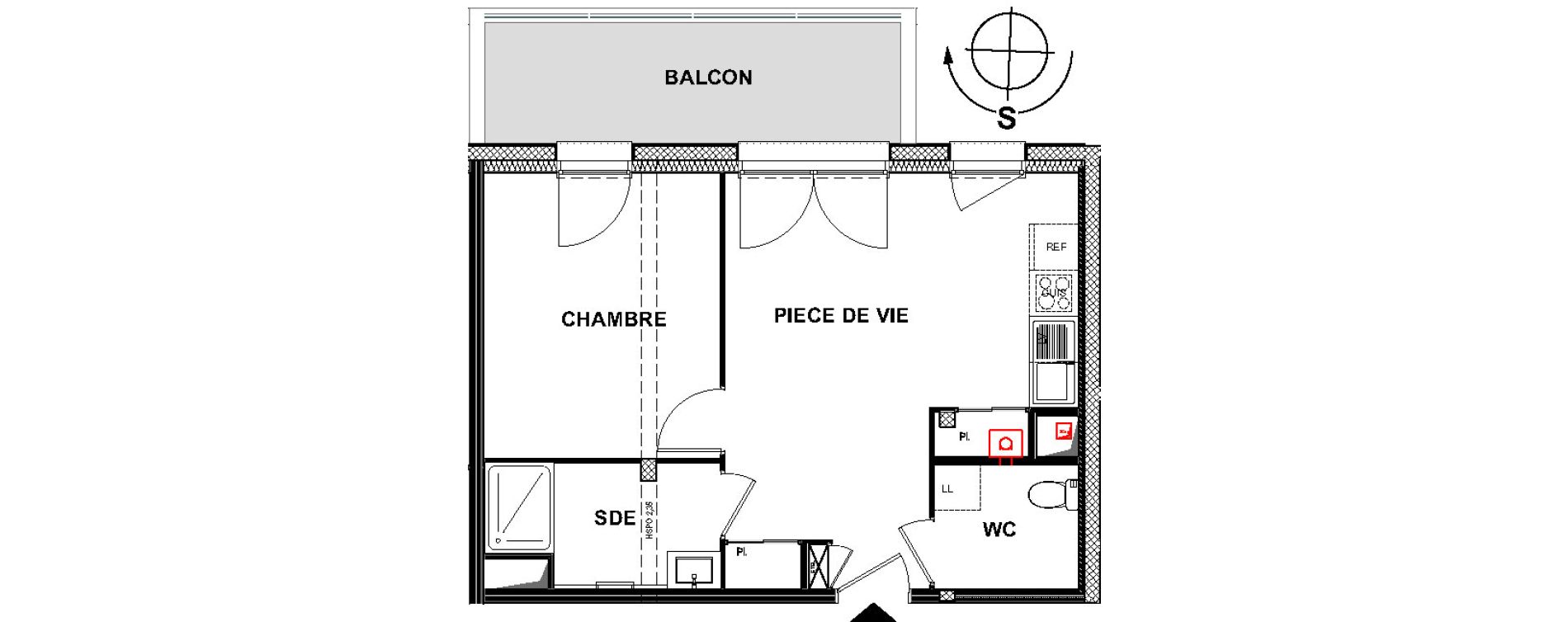 Appartement T2 de 41,32 m2 &agrave; La Rochelle La pallice