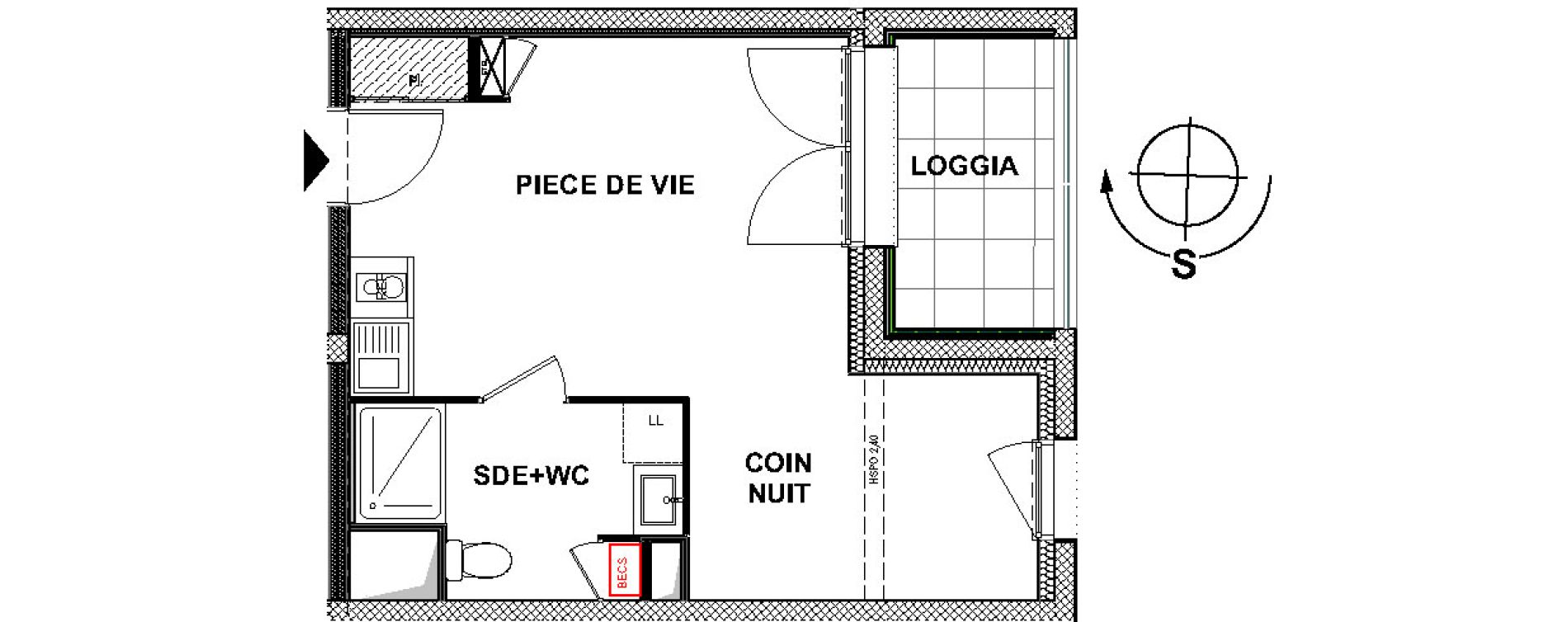 Appartement T1 de 30,80 m2 &agrave; La Rochelle La pallice