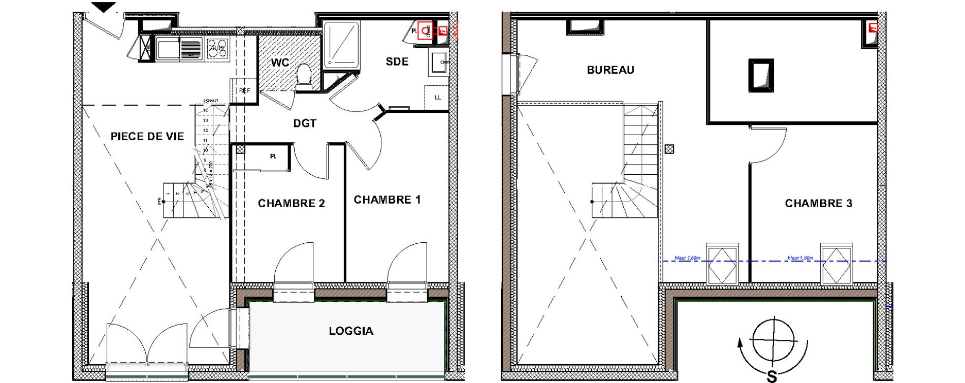 Duplex T4 de 84,31 m2 &agrave; La Rochelle La pallice