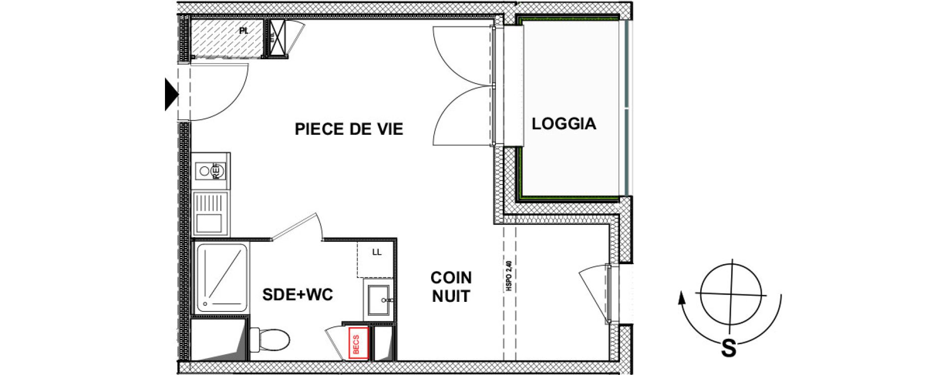 Appartement T1 de 30,80 m2 &agrave; La Rochelle La pallice
