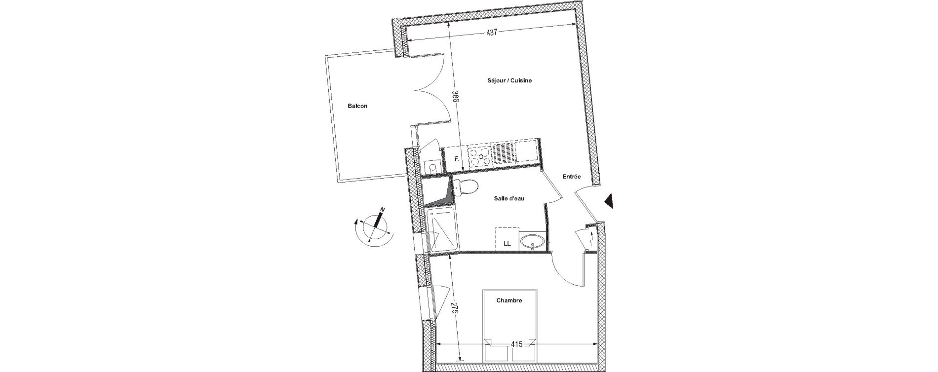 Appartement T2 de 37,03 m2 &agrave; La Rochelle Beauregard