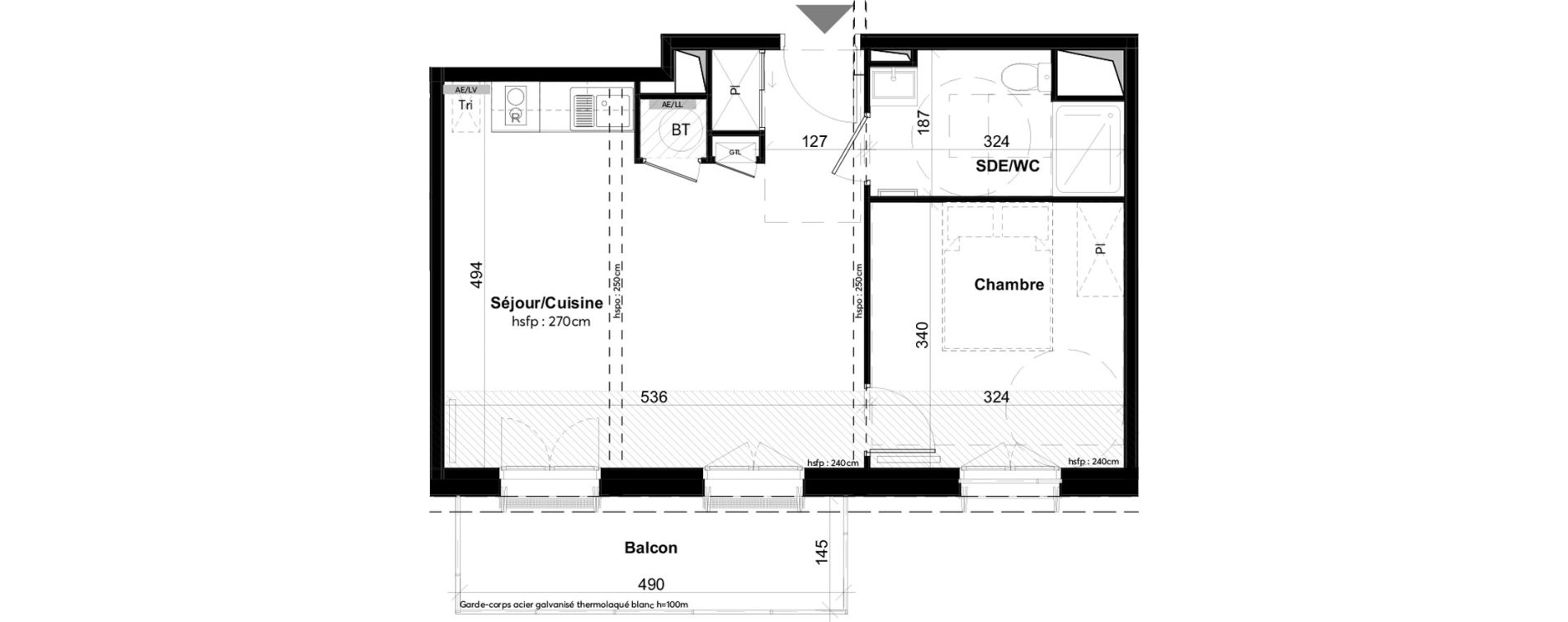 Appartement T2 de 42,96 m2 &agrave; La Rochelle Notre dame - arsenal