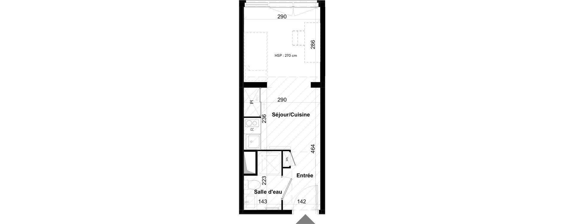 Appartement T1 de 21,21 m2 &agrave; La Rochelle Notre dame - arsenal