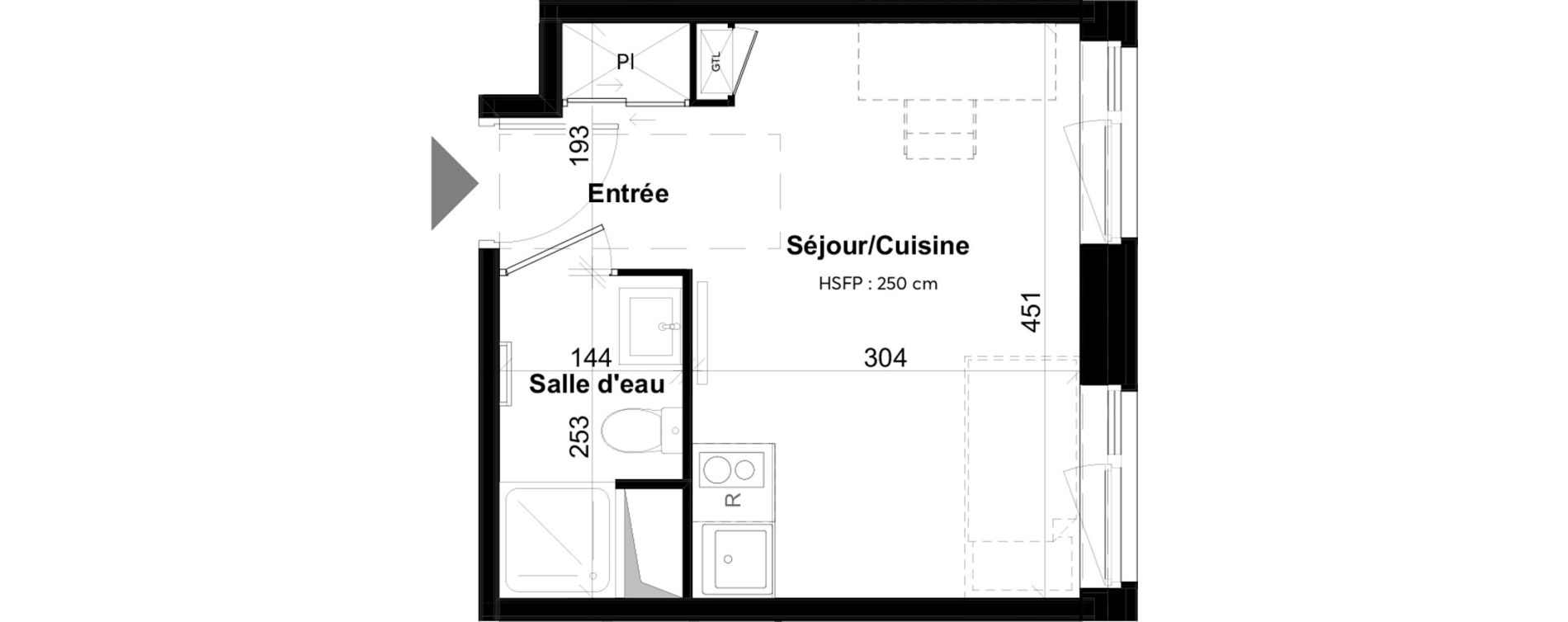 Appartement T1 de 19,18 m2 &agrave; La Rochelle Notre dame - arsenal