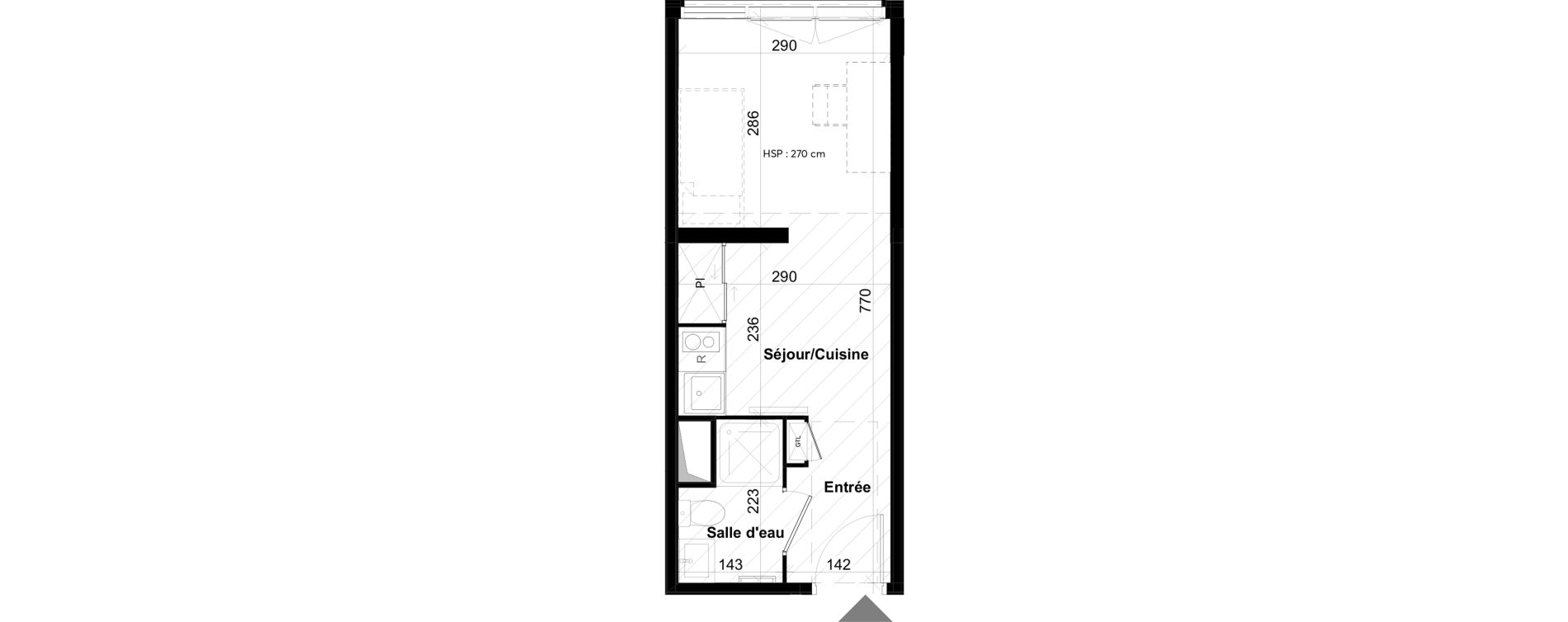 Appartement T1 de 21,16 m2 &agrave; La Rochelle Notre dame - arsenal