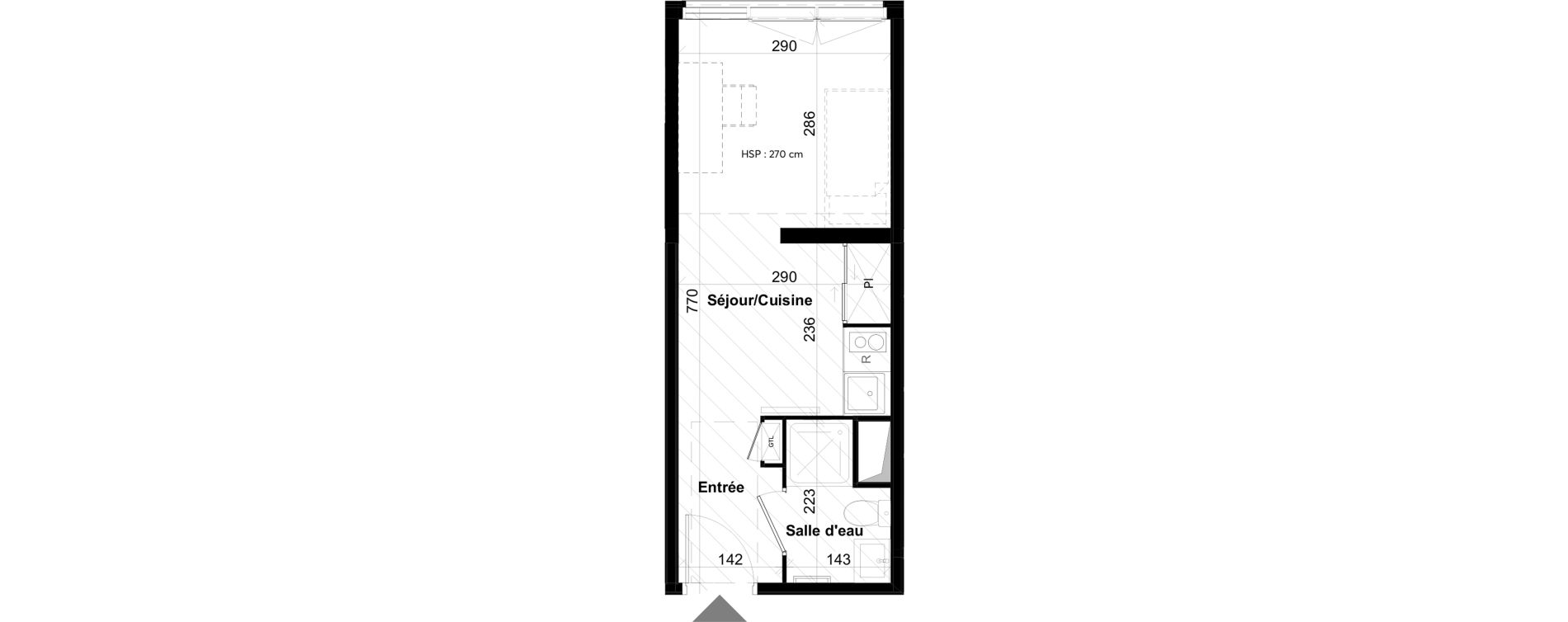 Appartement T1 de 21,16 m2 &agrave; La Rochelle Notre dame - arsenal