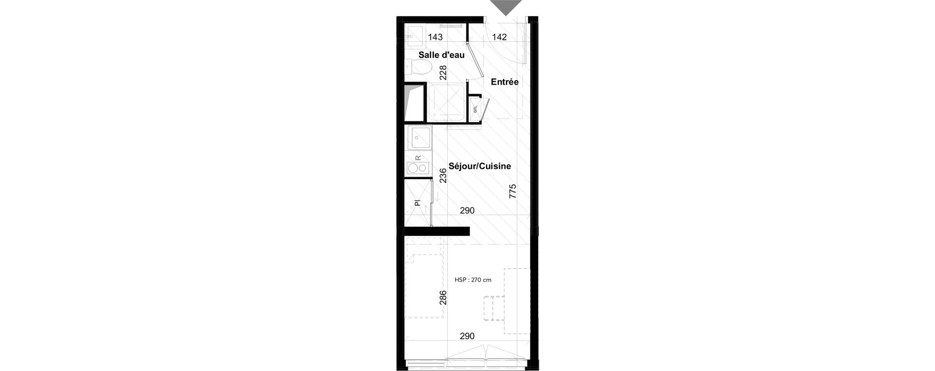 Appartement T1 de 21,30 m2 &agrave; La Rochelle Notre dame - arsenal