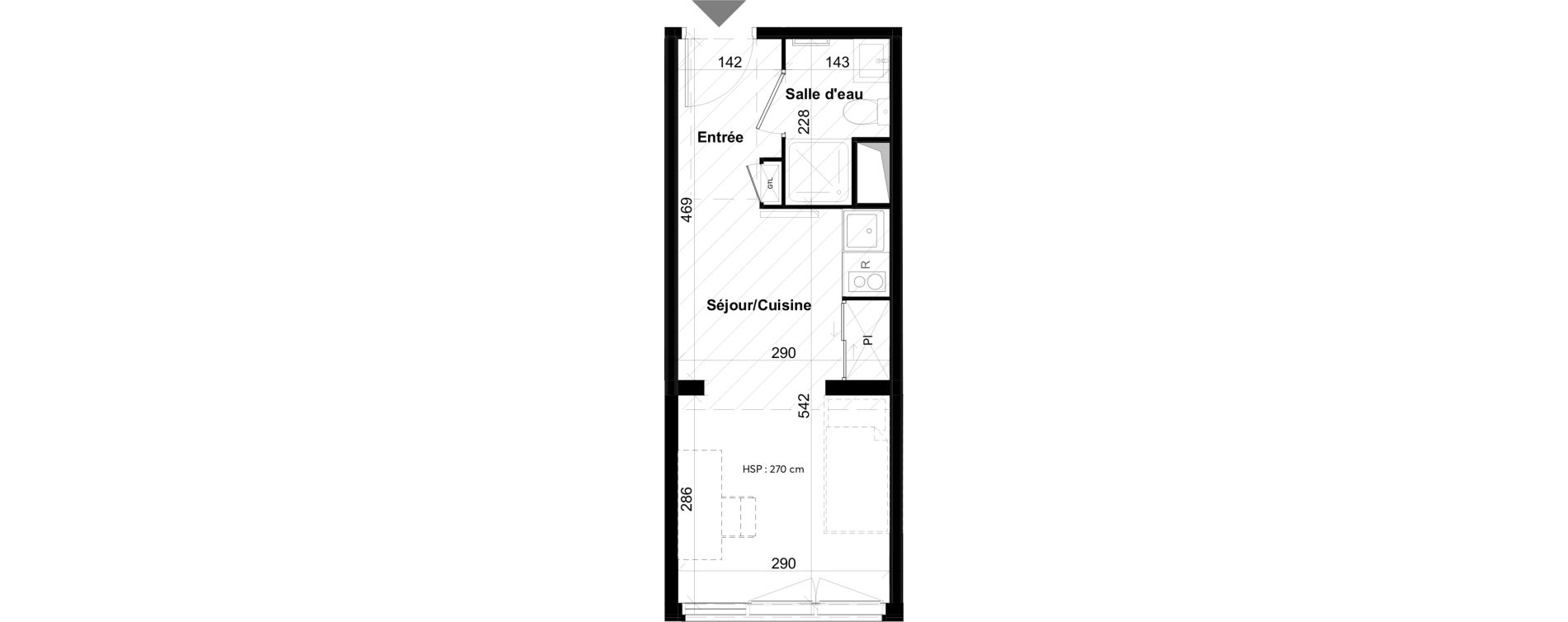 Appartement T1 de 21,38 m2 &agrave; La Rochelle Notre dame - arsenal