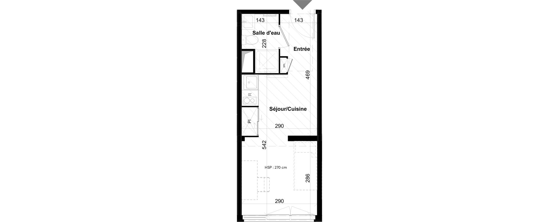 Appartement T1 de 21,35 m2 &agrave; La Rochelle Notre dame - arsenal