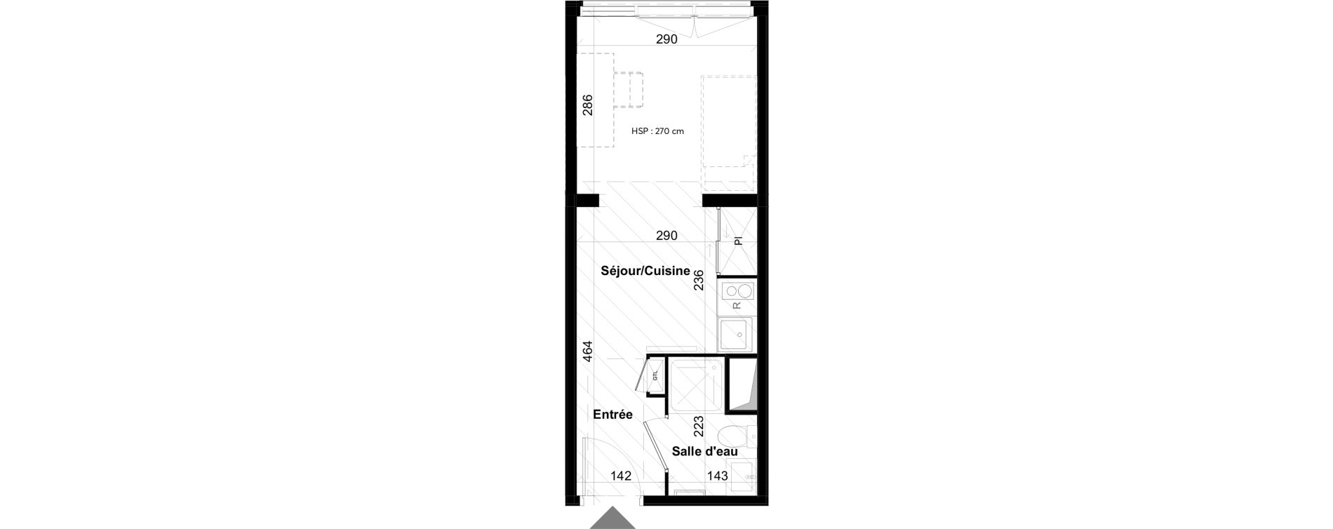 Appartement T1 de 21,24 m2 &agrave; La Rochelle Notre dame - arsenal