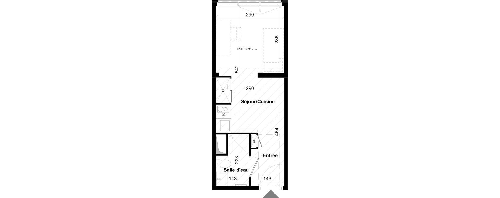 Appartement T1 de 21,21 m2 &agrave; La Rochelle Notre dame - arsenal