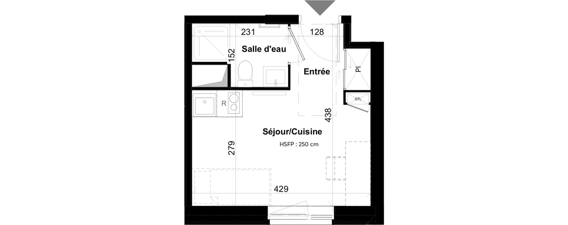 Appartement T1 de 17,34 m2 &agrave; La Rochelle Notre dame - arsenal