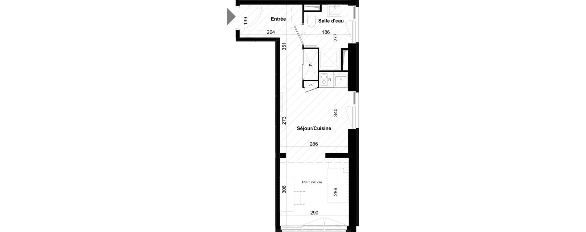 Appartement T1 de 27,85 m2 &agrave; La Rochelle Notre dame - arsenal