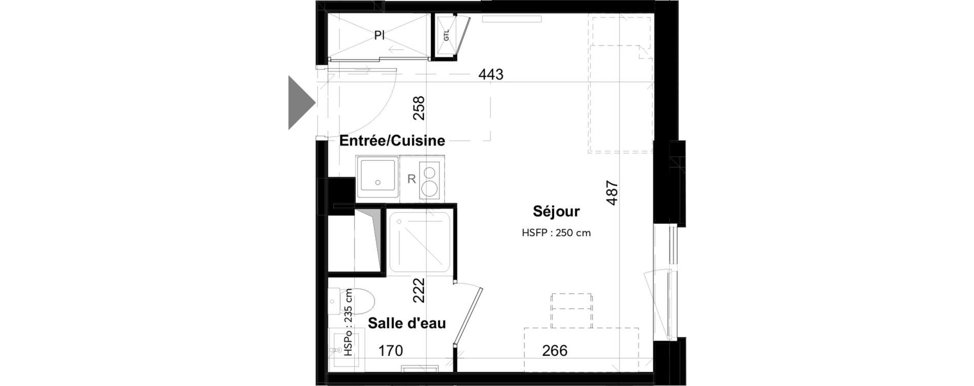 Appartement T1 de 20,15 m2 &agrave; La Rochelle Notre dame - arsenal