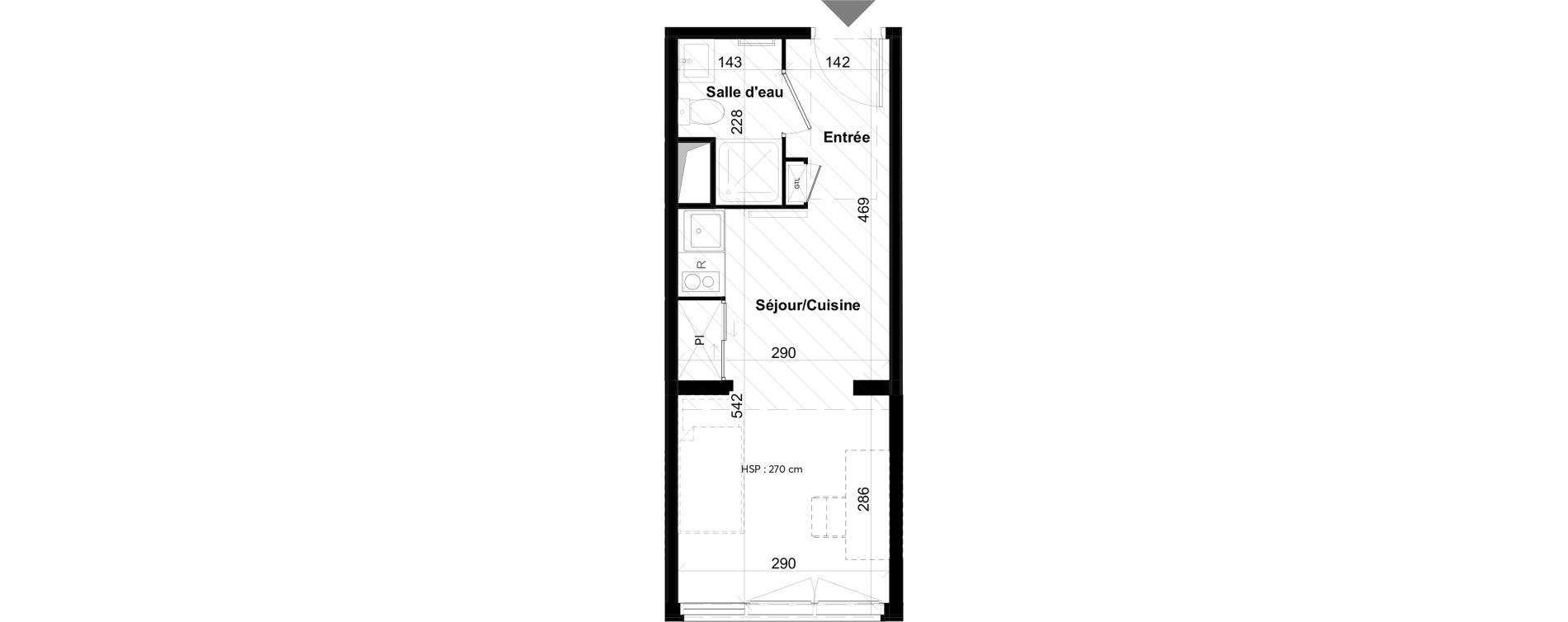 Appartement T1 de 21,35 m2 &agrave; La Rochelle Notre dame - arsenal