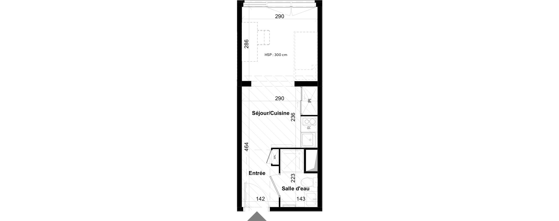 Appartement T1 de 21,24 m2 &agrave; La Rochelle Notre dame - arsenal