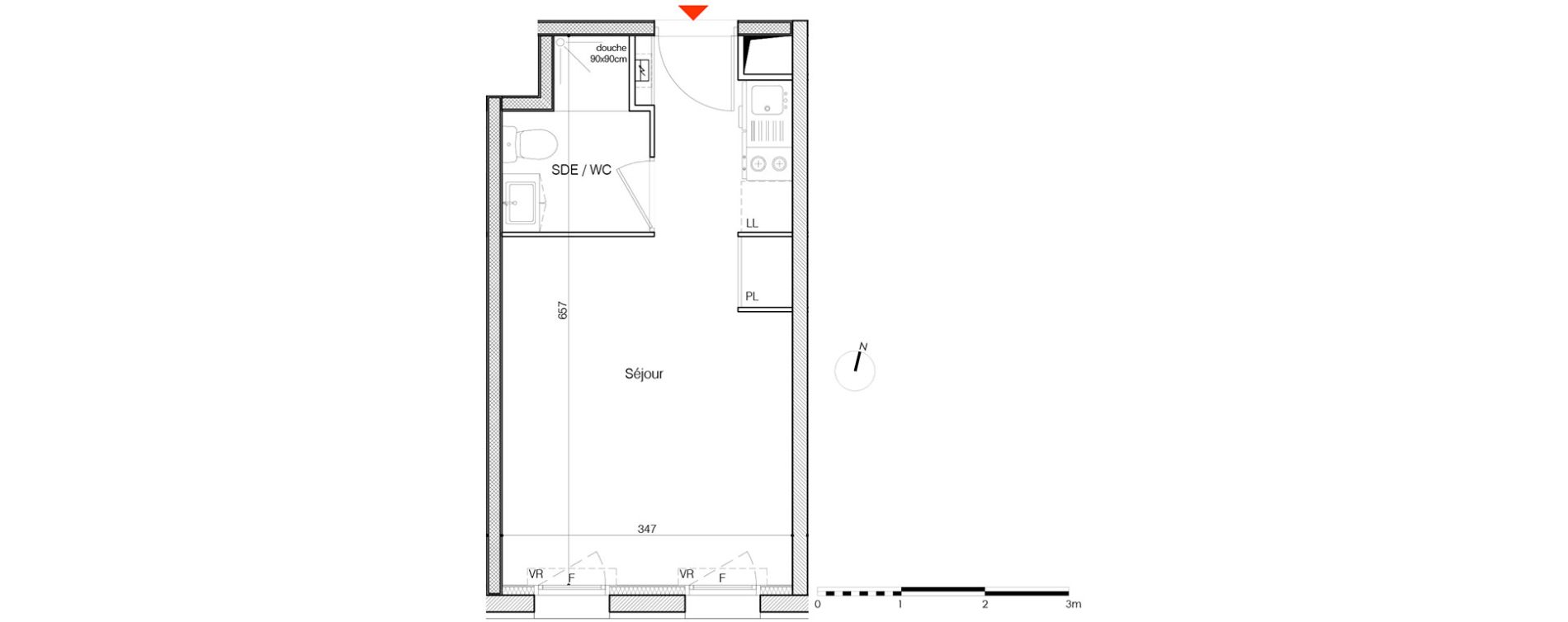 Appartement T1 de 21,36 m2 &agrave; La Rochelle Minimes - campus