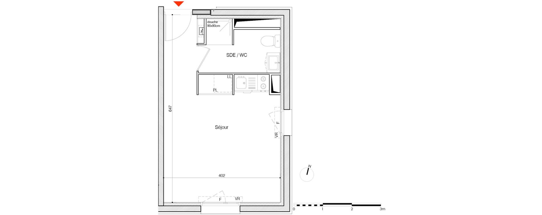 Appartement T1 de 24,10 m2 &agrave; La Rochelle Minimes - campus