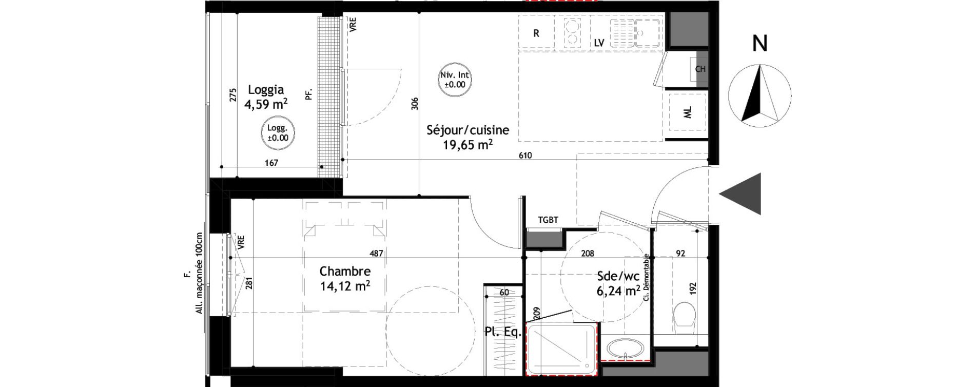 Appartement T2 de 40,01 m2 &agrave; La Rochelle La pallice