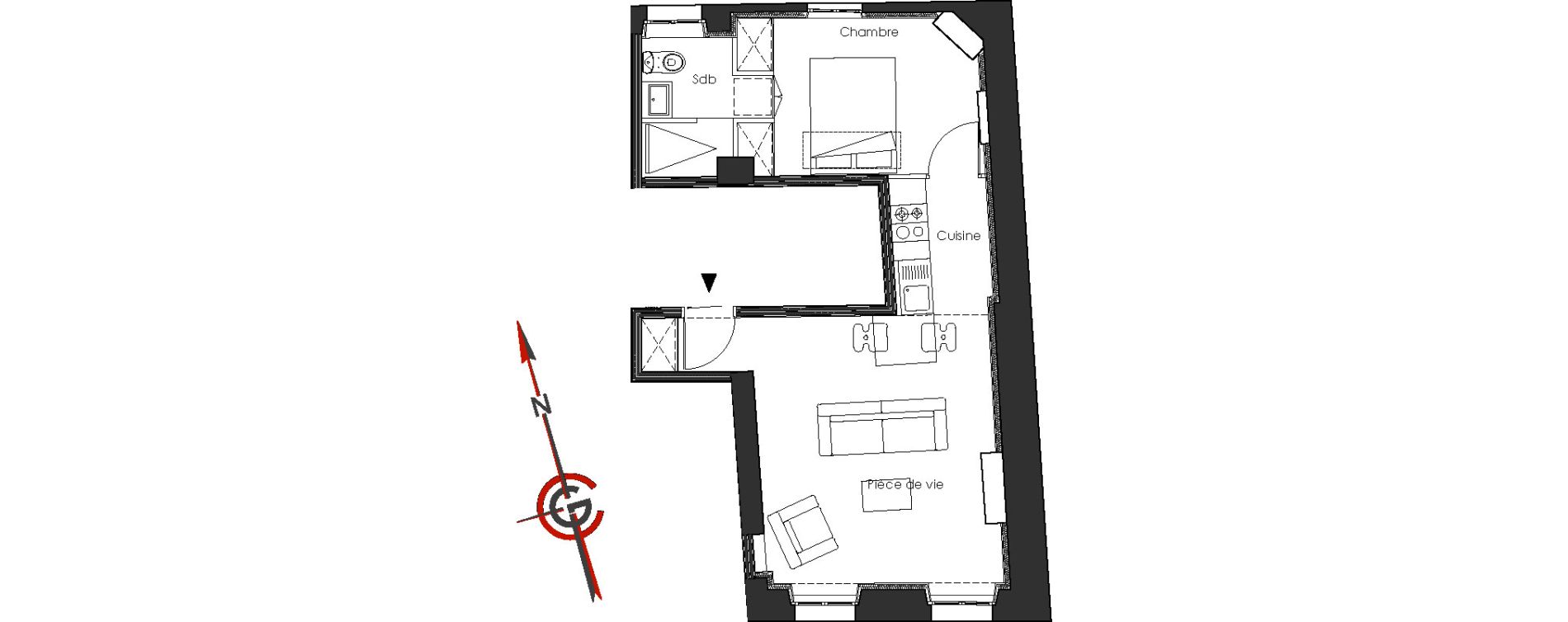 Appartement T2 de 34,90 m2 &agrave; La Rochelle Notre dame - arsenal