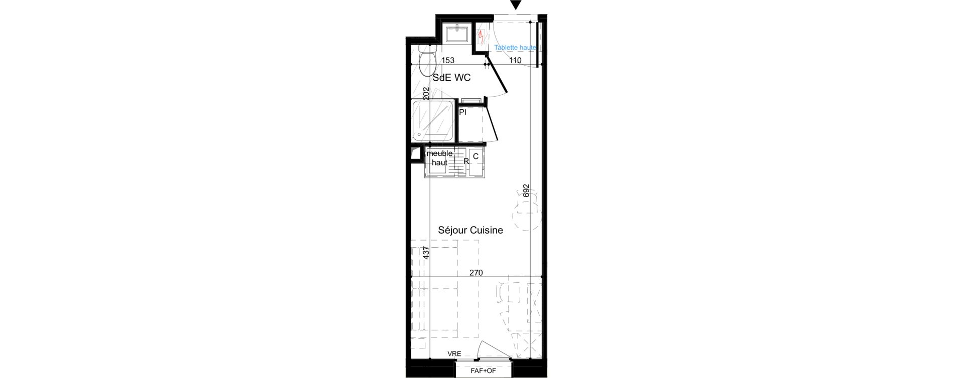 Appartement T1 meubl&eacute; de 18,00 m2 &agrave; La Rochelle Minimes - campus