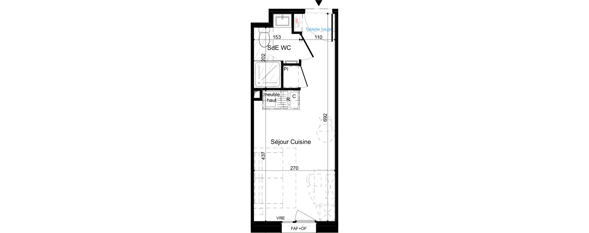 Appartement T1 meubl&eacute; de 18,00 m2 &agrave; La Rochelle Minimes - campus